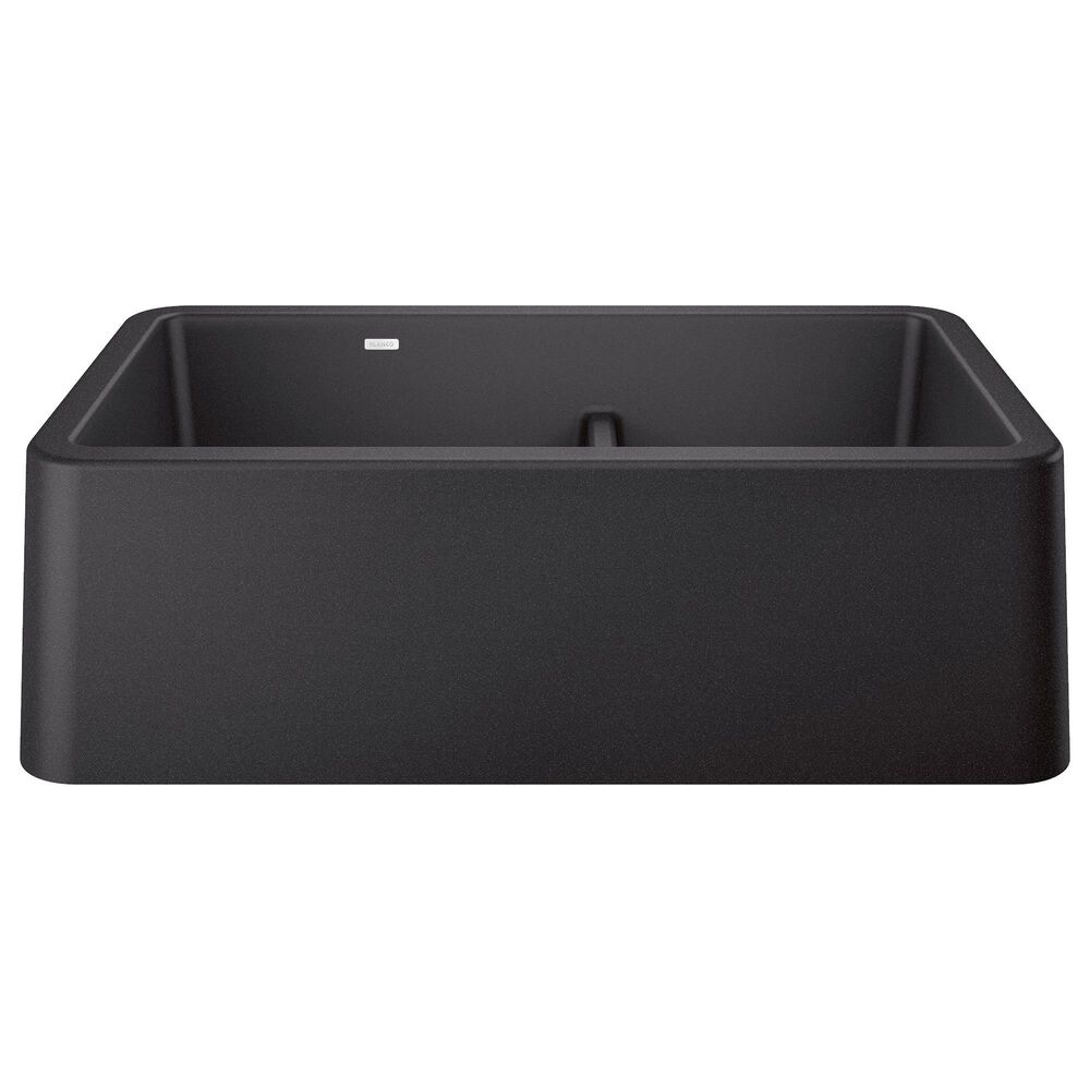 Blanco Ikon 33&quot; Apron Double Bowl Farmhouse Sink with Low Divide in Anthracite, , large