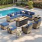 HOMLUX 13-Piece Patio Conversation Set with 54" Fire Pit Table in Denim Blue, , large