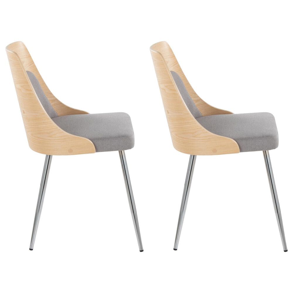 Lumisource Anabelle Side Chair with Grey Cushion in Chrome and Natural &#40;Set of 2&#41;, , large
