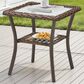 Hearth and Haven Outdoor Square Side Table with Glass Top in Brown, , large