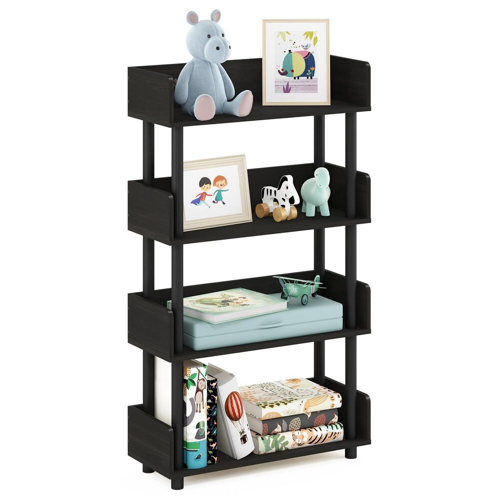 HOMLUX Turn-N-Tube 4-Tier Open Display Storage Bookshelf in Espresso, , large