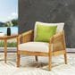 Hearth and Haven Outdoor Deep Seating Club Chair with Beige Cushions and Faux Rattan Accent in Brown, , large