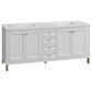 James Martin Vanities Chicago 72" Double Bathroom Vanity in Glossy White with 3 cm Arctic Fall Solid Surface Top and Rectangular Sinks, , large
