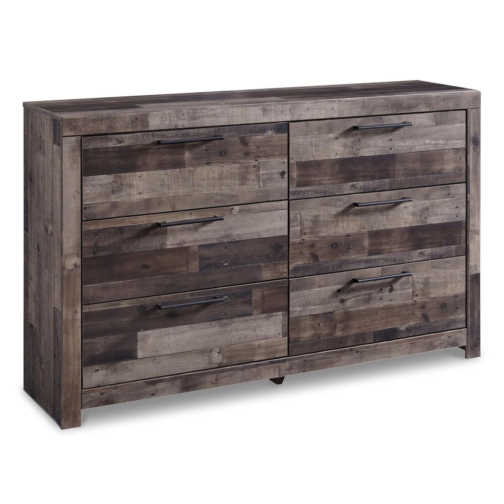 Ashley Derekson 6 Drawer Dresser in Walnut and Gray, , large