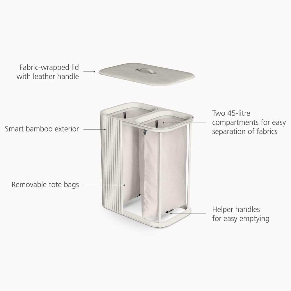Joseph Joseph Tota Luxe 90L Laundry Separation Basket in Ecru, , large