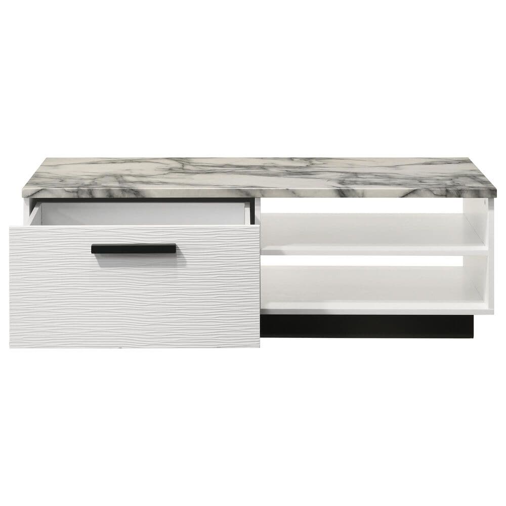 HOMLUX 47" Coffee Table with Faux Marble Top in White and Black, , large