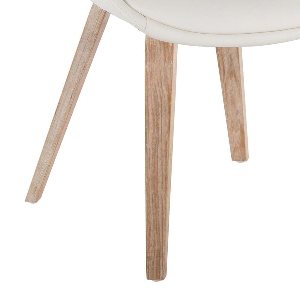 LumiSource Curvo Contemporary Upholstered Chair in Whitewashed Wood and White Faux Leather by LumiSource - Set of 2, , large