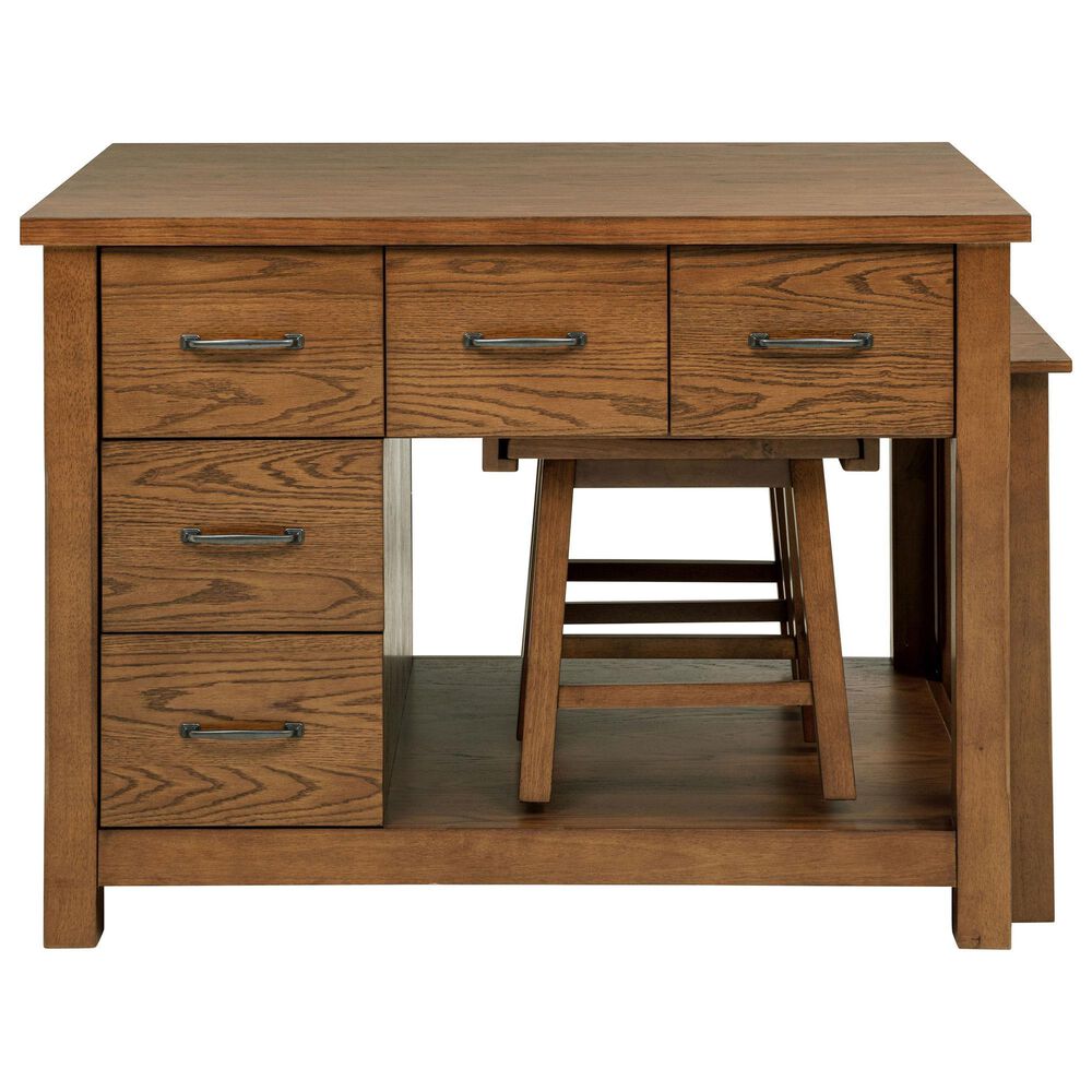 Pacific Landing Mayfair 3-Piece Kitchen Island with Extension Table in Dark Oak, , large