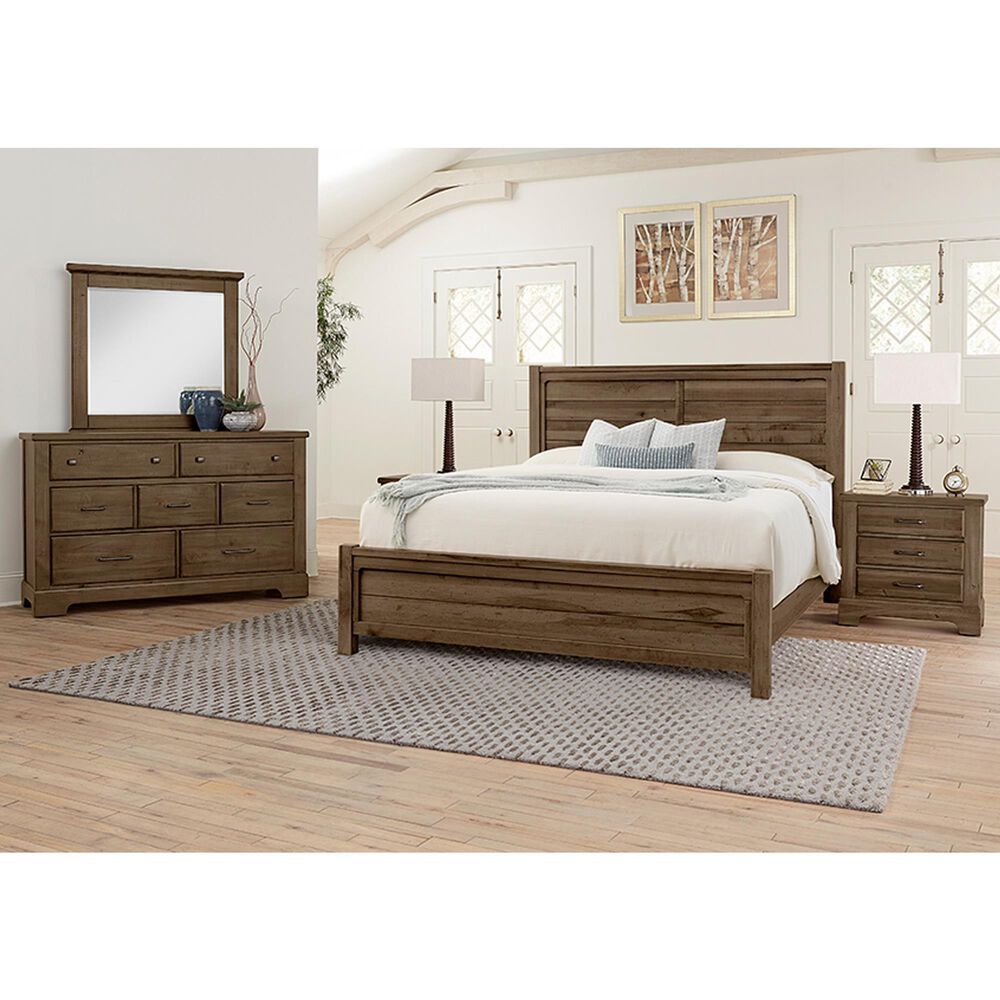 Viceray Collections Cool Rustic King Plank Bed with Two Nightstands in Mink, , large