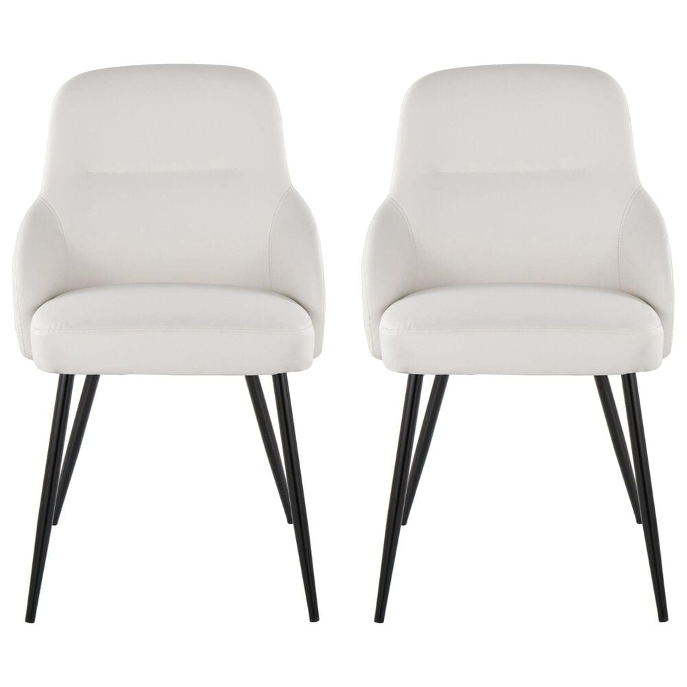 Lumisource York Side Chair with White Upholstered in Black &#40;Set of 2&#41;, , large