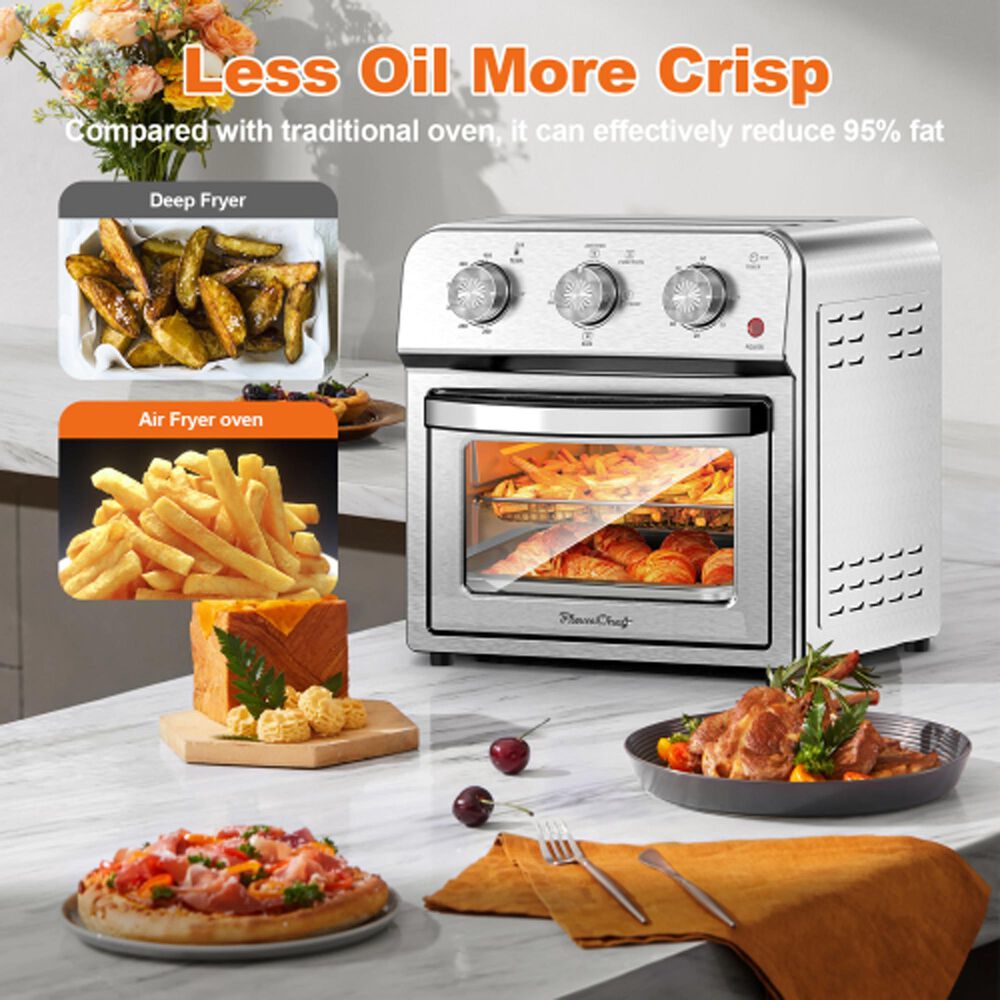 HOMLUX 13 Qt Air Fryer Toaster Oven in Silver, , large