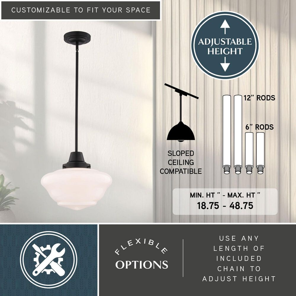 Vaxcel Eastgate 1-Light Pendant in Matte Black, , large