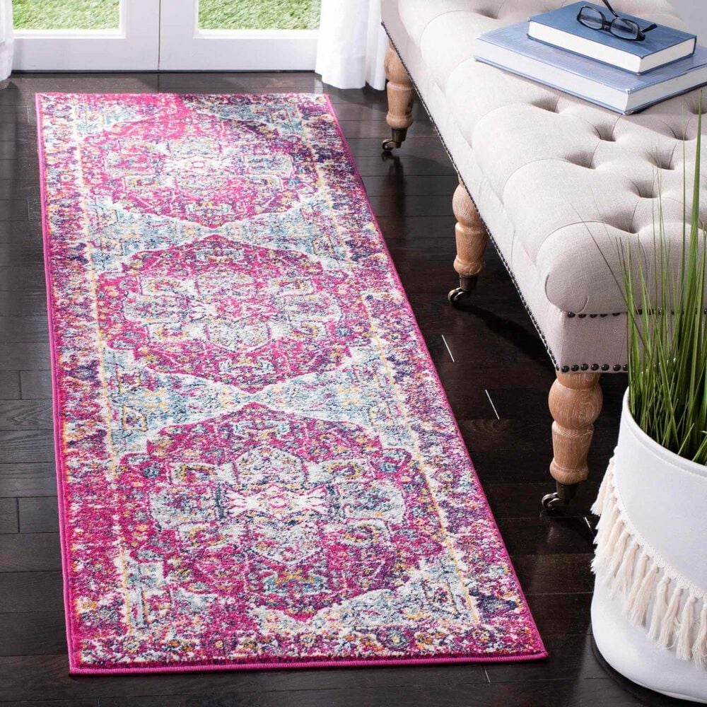Safavieh Evoke EVK275R 2"2" x 7" Fuchsia and Ivory Runner, , large
