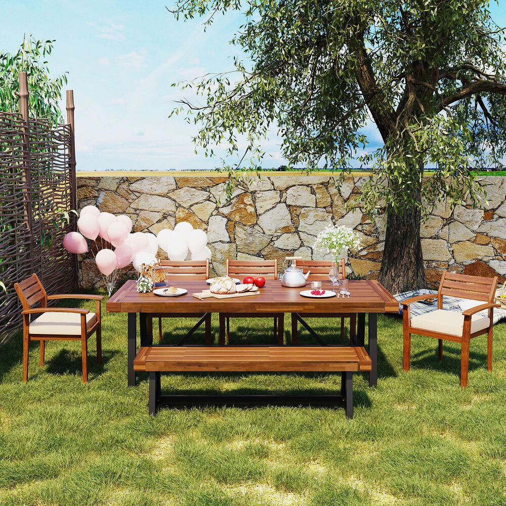 Hearth and Haven 7-Piece Outdoor Dining Set in Nature, , large
