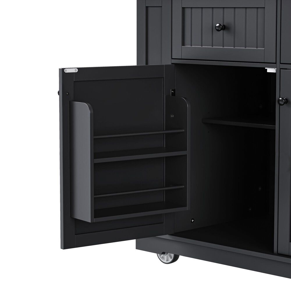 HOMLUX 48" Kitchen Island with Drop Leaf in Black and Natural, , large