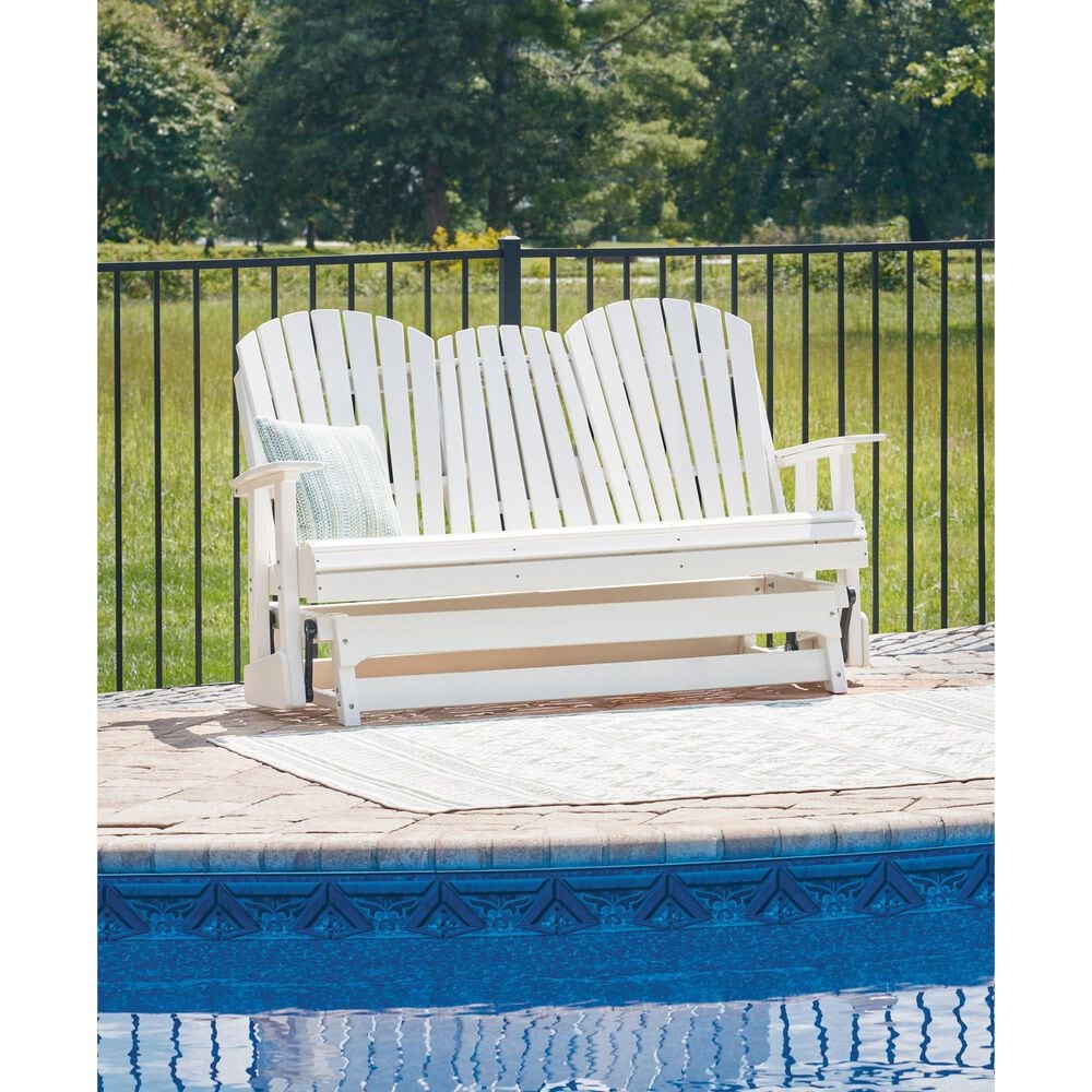 Ashley Hyland Wave Patio Glider Loveseat in White, , large