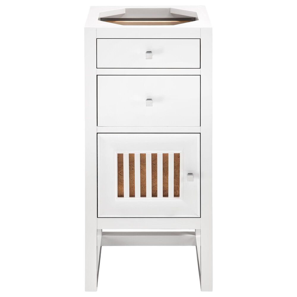 James Martin Vanities Athens 15" Left Door Cabinet in Glossy White with 3 cm White Zeus Quartz Top, , large