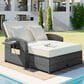 HOMLUX Wicker Rattan Double Chaise Lounge in White, , large