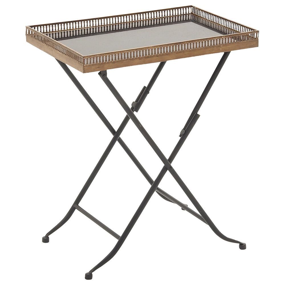 Maple and Jade Tray Top Accent Table in Gold and Black, , large