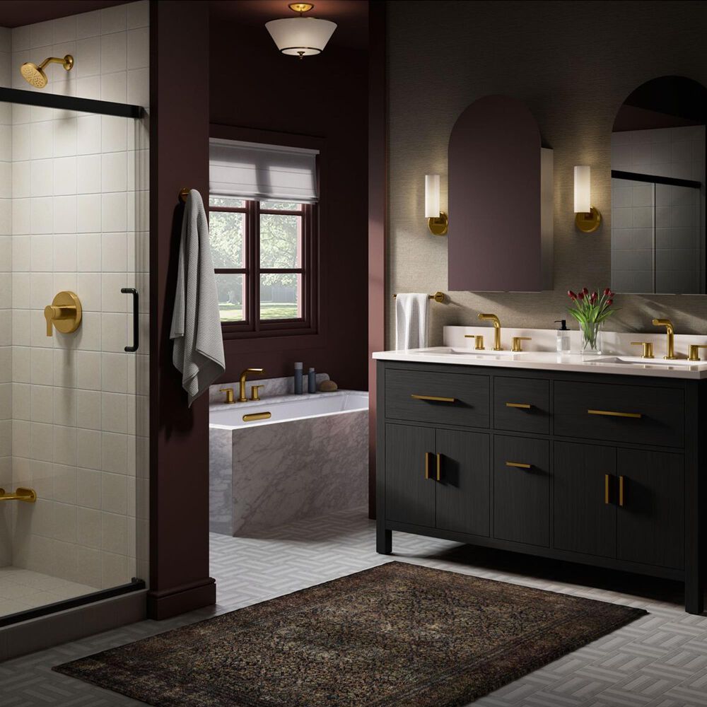 Kohler Elate Widespread Bathroom Sink Faucet in Vibrant Brushed Moderne Brass, , large