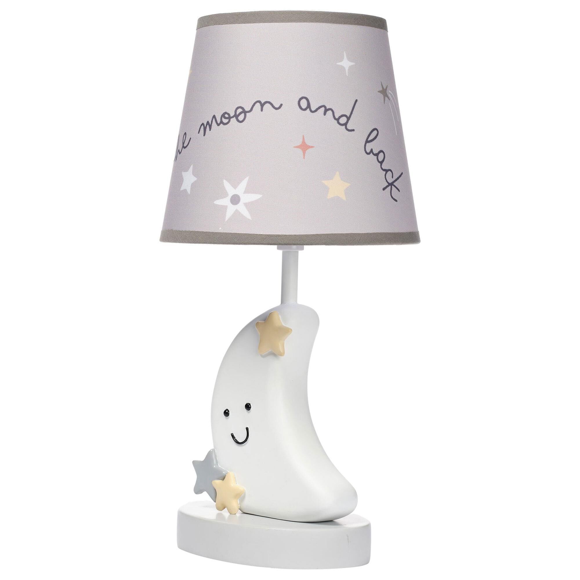 Lambs and Ivy Little Star Celestial Moon Nursery Lamp in Gray and White NFM