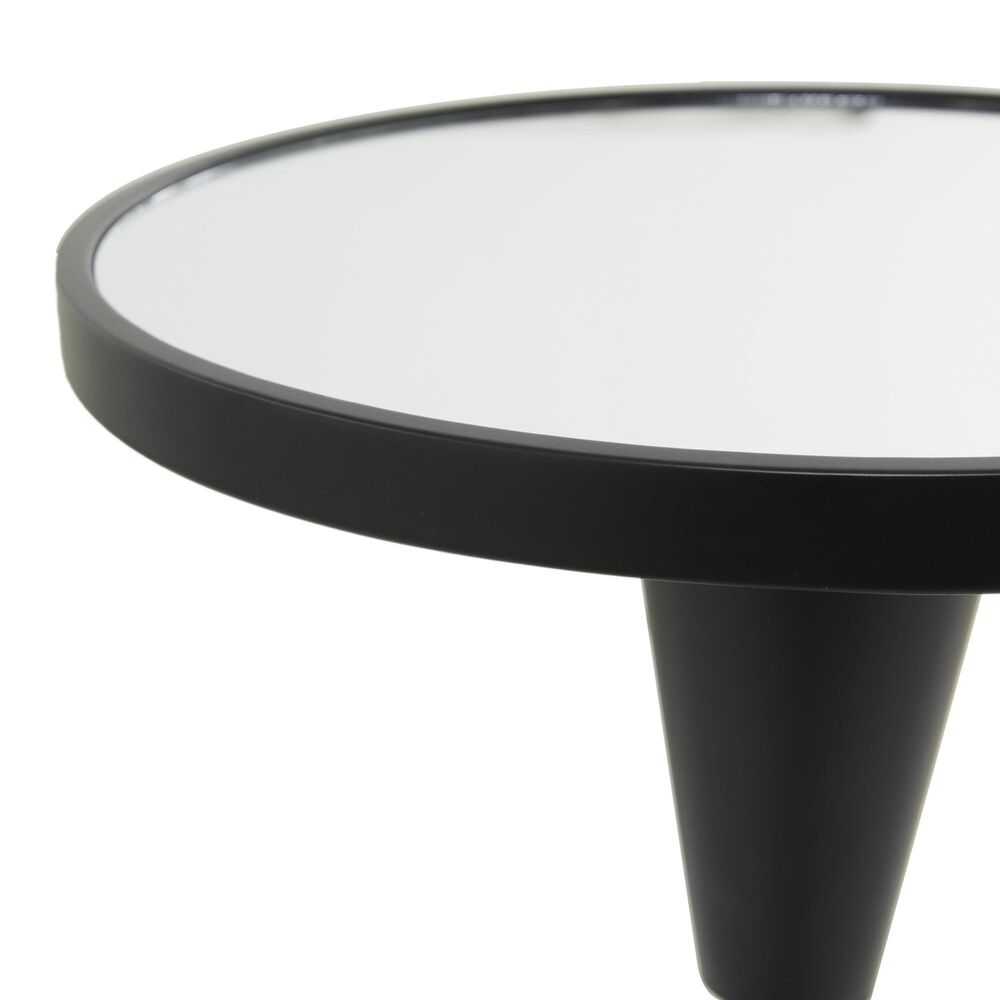 Maple and Jade Accent End Table with Pedestal Base and Mirrored Glass Top in Black, , large