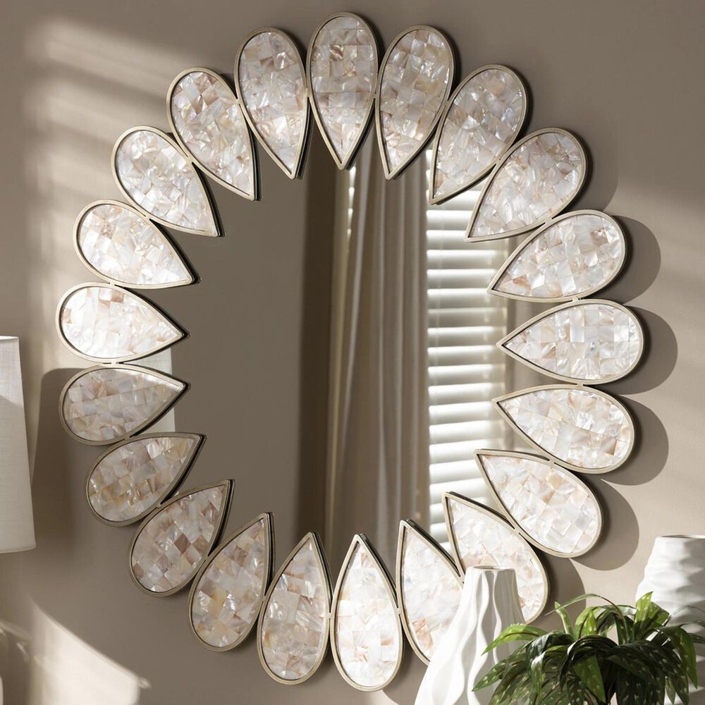 Baxton Studio Savita Accent Wall Mirror in Antique Silver, , large