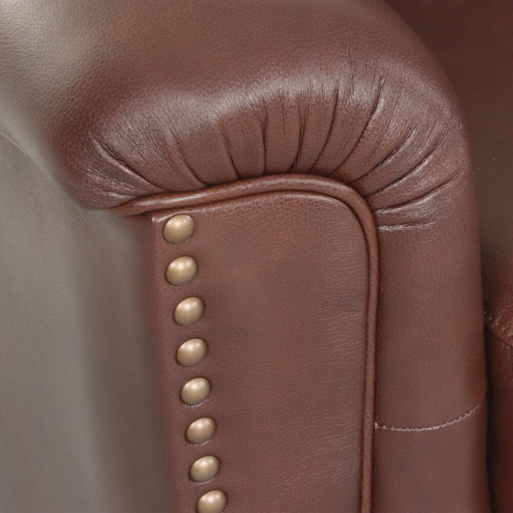 Chateau d'Ax 3-Piece Stationary Leather Living Room Set with Recliner in Red Brown, , large