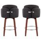 LumiSource Dahlia Swivel Counter Stool with Black Faux Leather Upholstery in Walnut and Chrome (Set of 2), , large