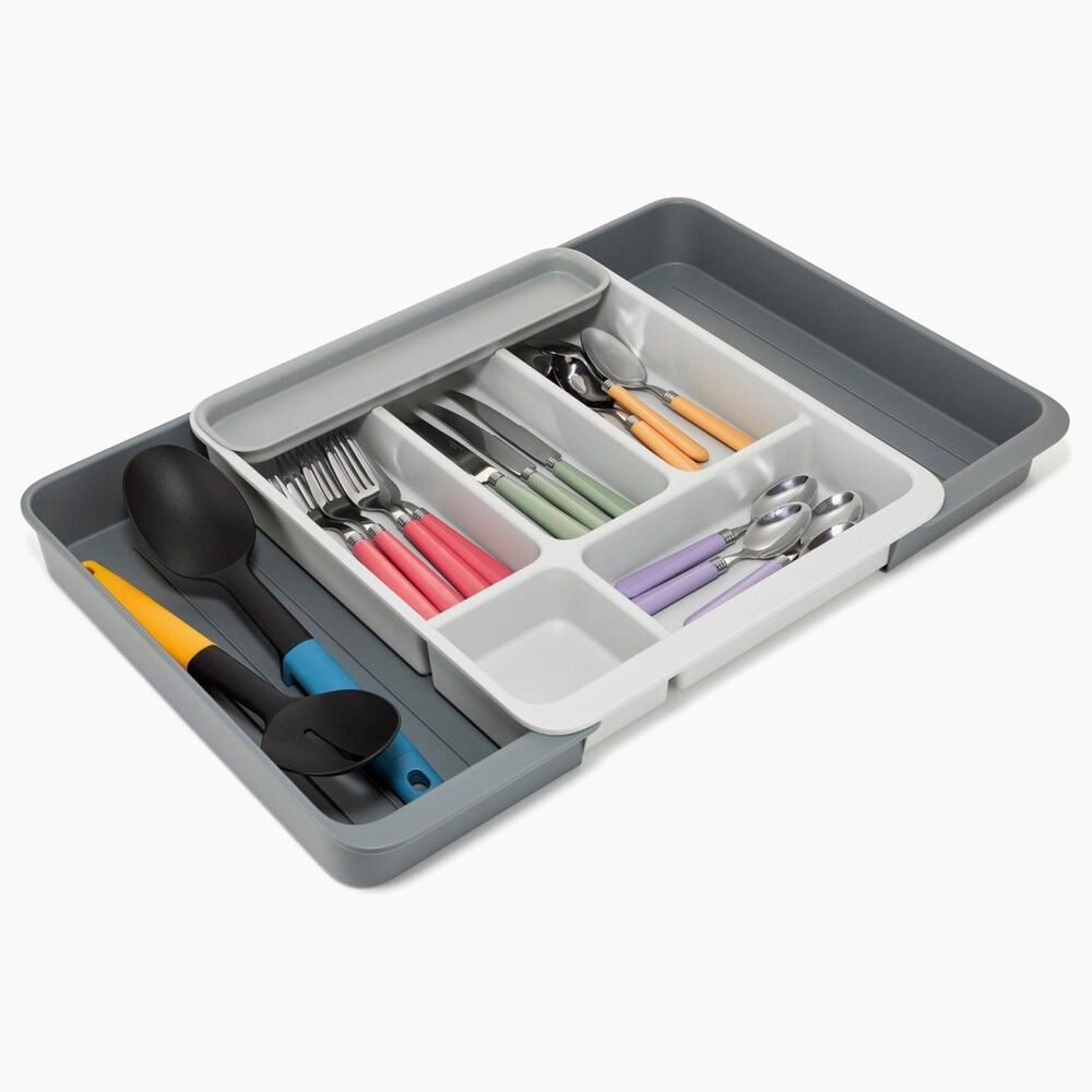 Joseph Joseph DrawerStore Expanding Cutlery, Utensil and Gadget Organizer in Grey and Stone, , large