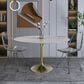 Leisuremod LeisureMod Verve Collection 48 Round Dining Table, Brushed Gold Base with Sintered Stone White Top, , large