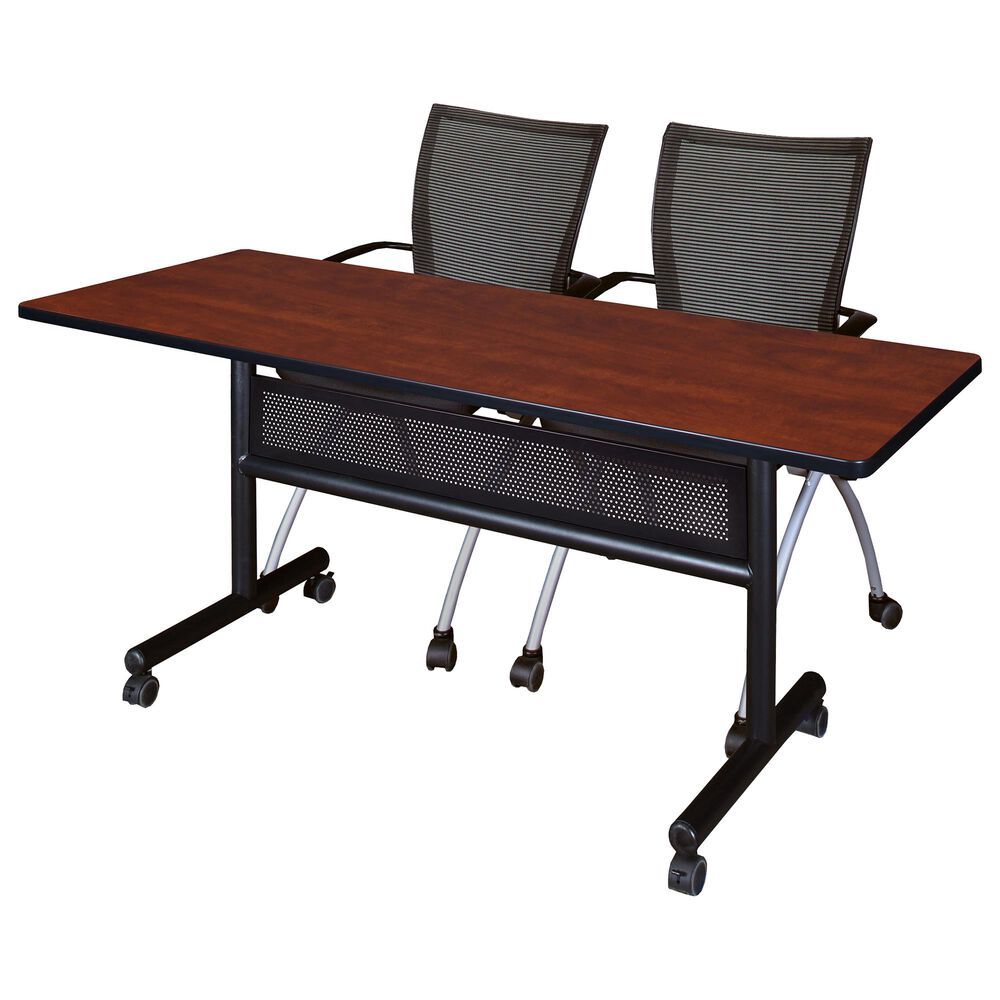 Regency Global Sourcing 3-Piece Mobile Training Table Set in Cherry/Black/Silver, , large