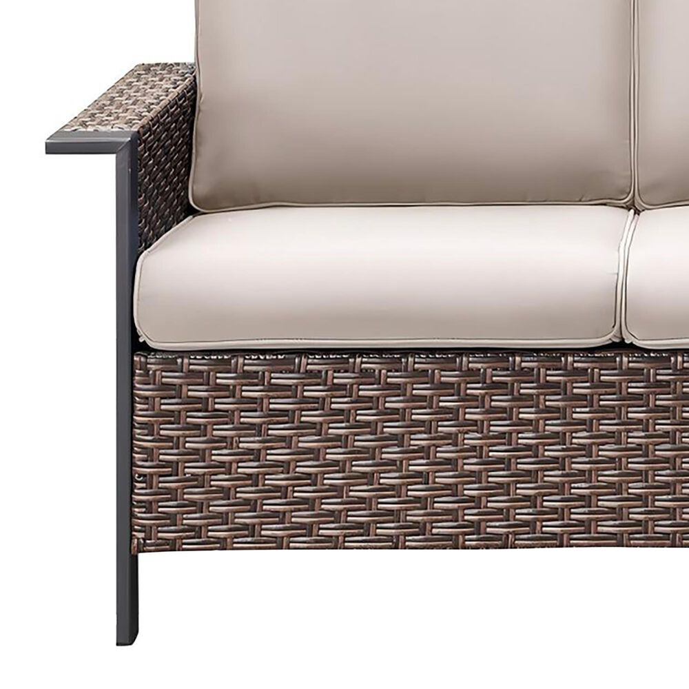 Sunwell Garden 32"H 3-Seater Outdoor Sofa with Ergonomic Design and Beige Cushions in Brown, , large