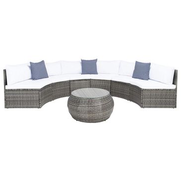 Safavieh Ressi 7-Piece Patio Living Set in Gray Brown, , large