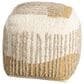 Blue Sun Designs Eugene Pouf Ottoman in Dark Mustard and Beige, , large