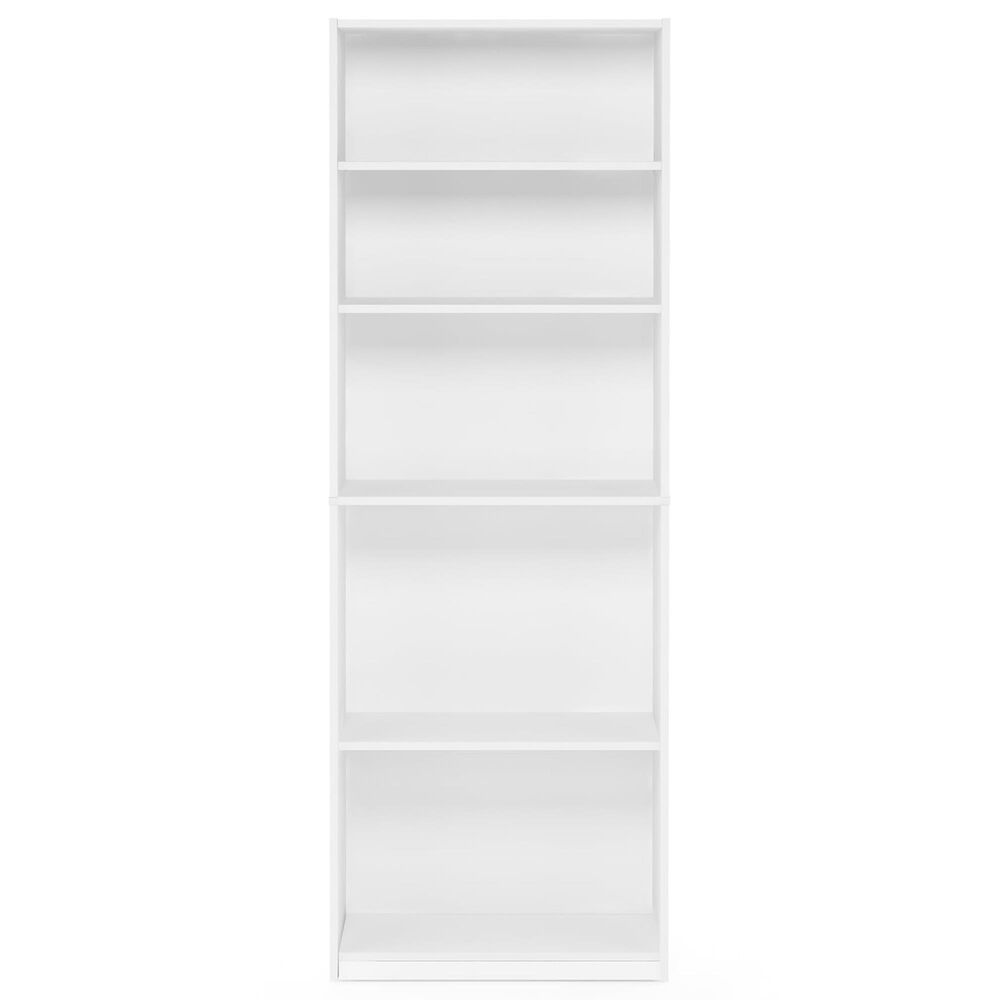 HOMLUX 5-Tier Display Bookshelf with Adjustable Shelves in White, , large