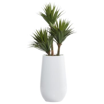 Maple and Jade Indoor/Outdoor Artificial Date Palm with White Fiberglass Pot in Green and Brown, , large