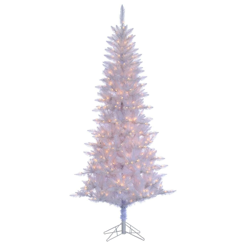 The Gerson Company 7.5" Pre-Lit Tinsel Artificial Christmas Tree in White, , large