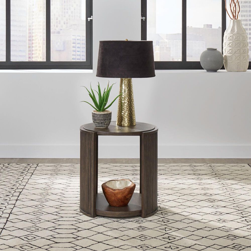 Belle Furnishings City View Round End Table in Coffee Bean, , large