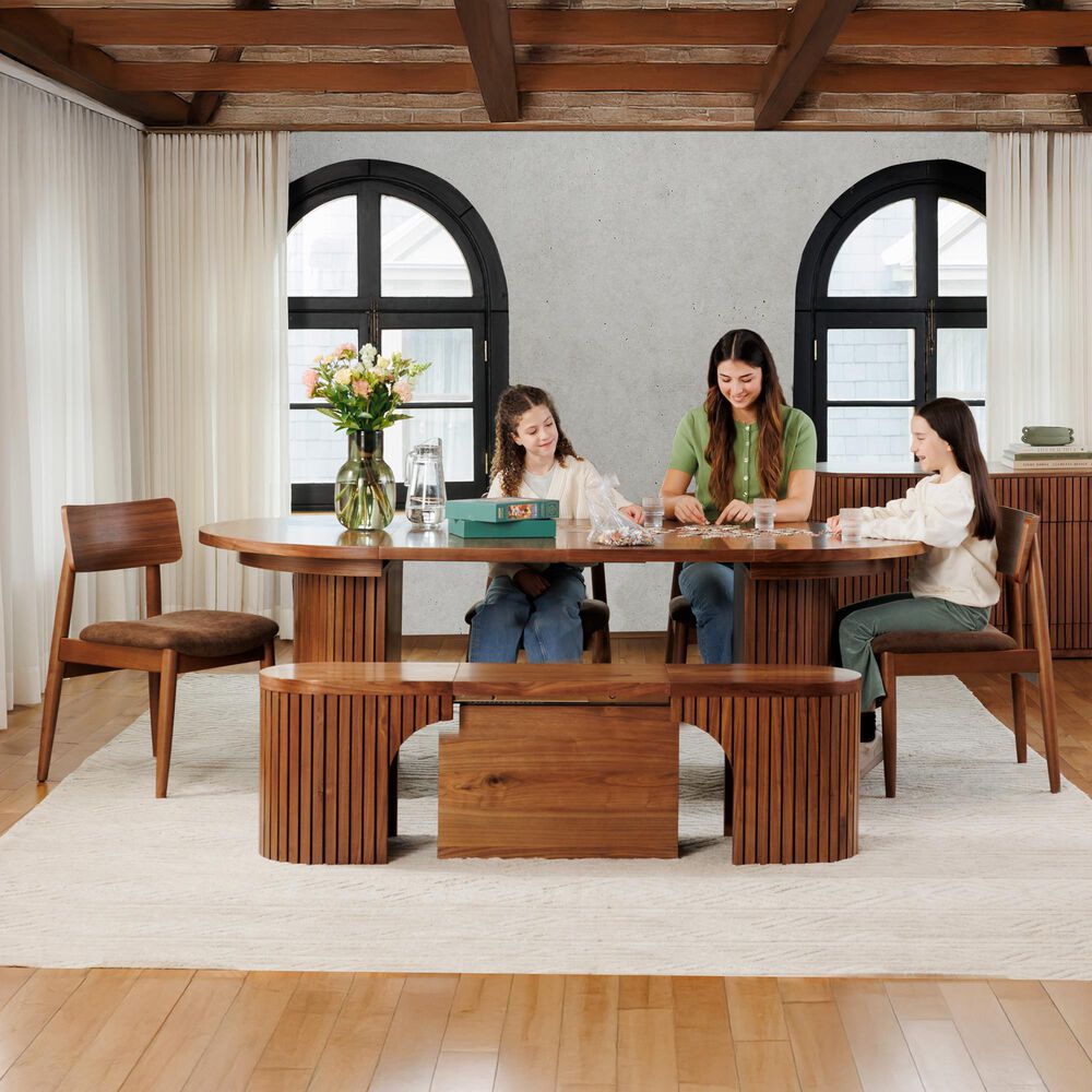 Transformer Table Round Dining Bench in Royal Walnut, , large