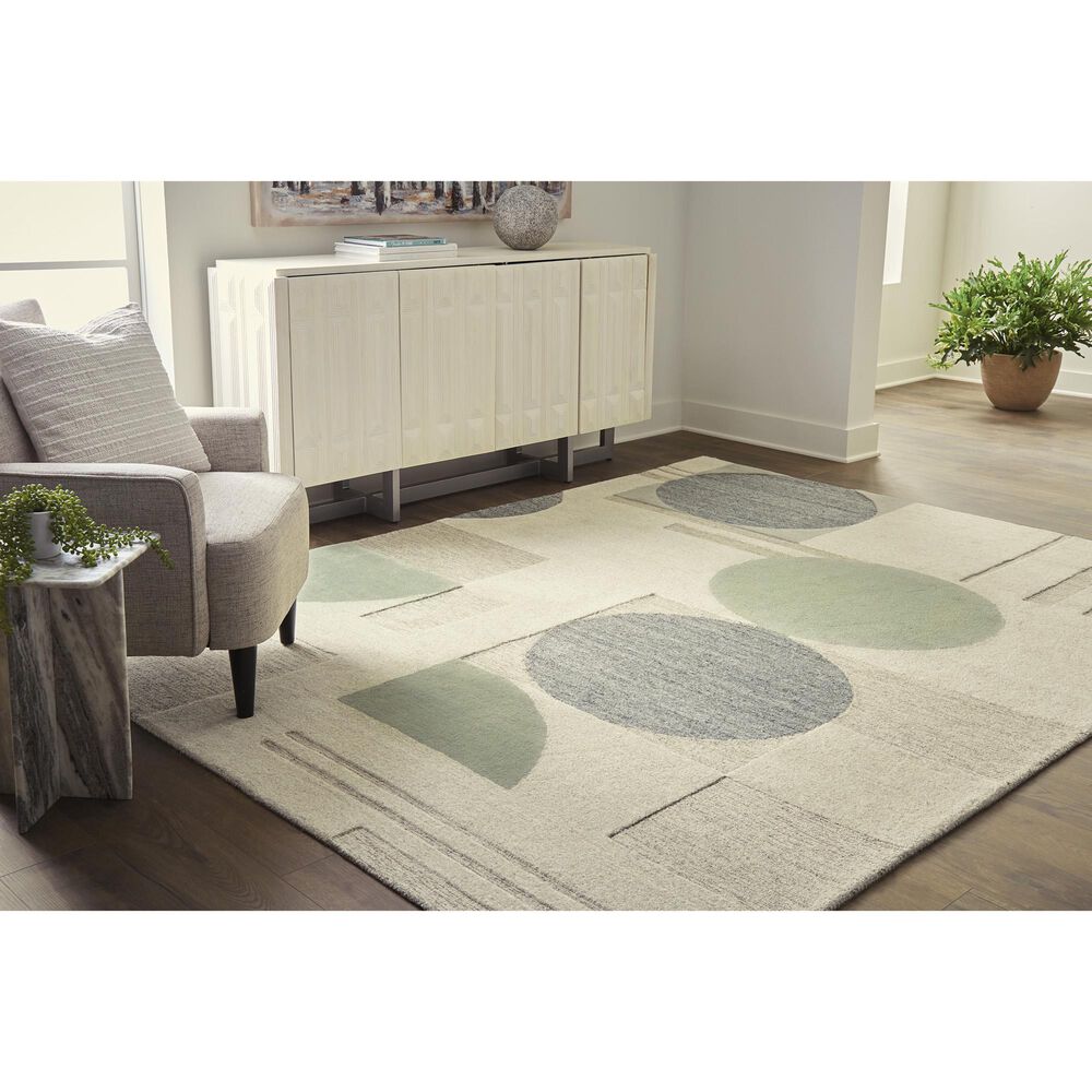 Ashley Dallane 8&#39; x 10&#39; Linen, Blue and Green Area Rug, , large