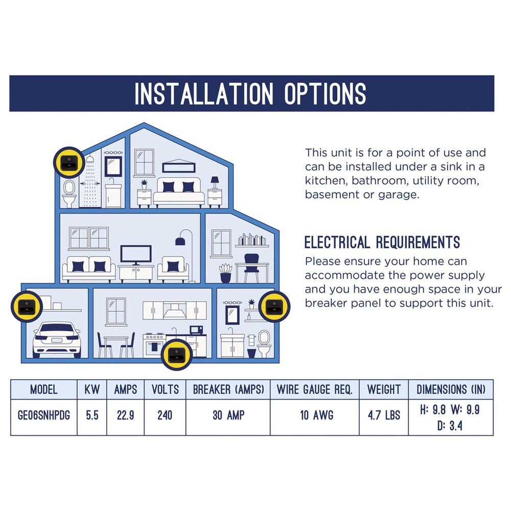 GE Appliances 5.5 kW Tankless Electric Water Heater in Diamond Gray, , large