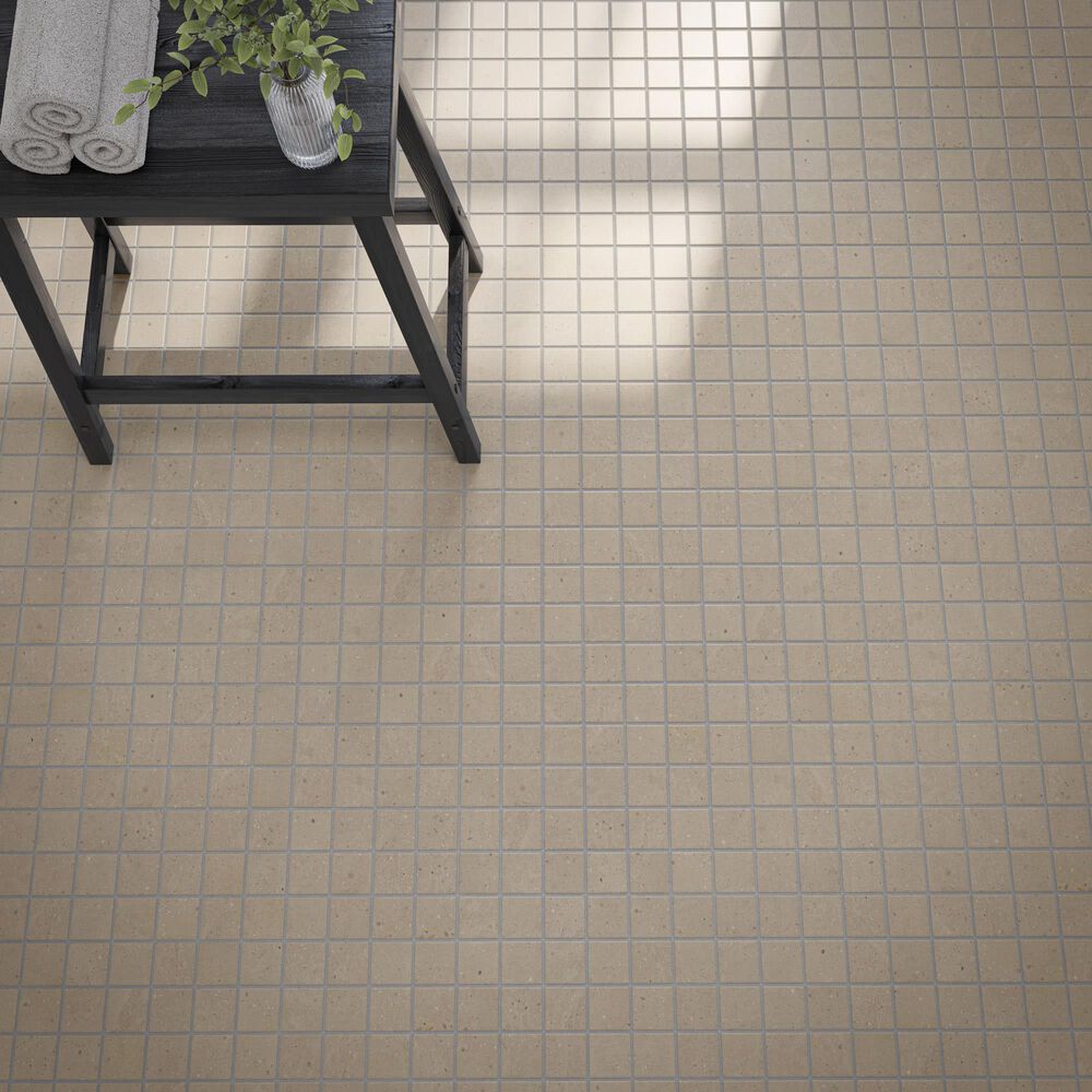 Dal-Tile Exposition Gesso 2" x 2" Straight Joint on 12" x 12" Porcelain Mosaic Sheet, , large