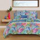 J. Queen Bold Hanalei 18" Square Quilted Throw Pillow in Aqua, Orange, Pink, and Blue, , large