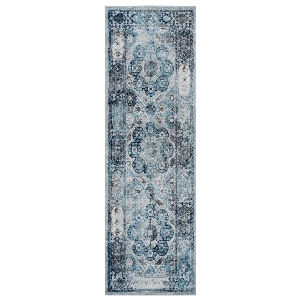 Amer Rugs Alexandria 2"6" x 10"3" Gray and Sea Blue Runner, , large