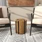 Maple and Jade Banana Leaf Drum Linear Wrapped End Table in Brown and Navy Blue, , large