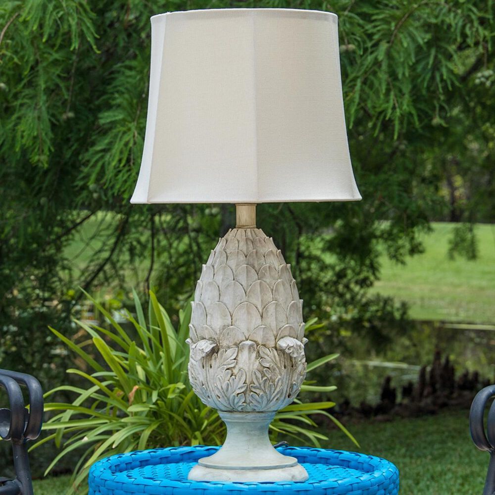 Kenroy Artichoke Outdoor Table Lamp in Roman White Finish, , large