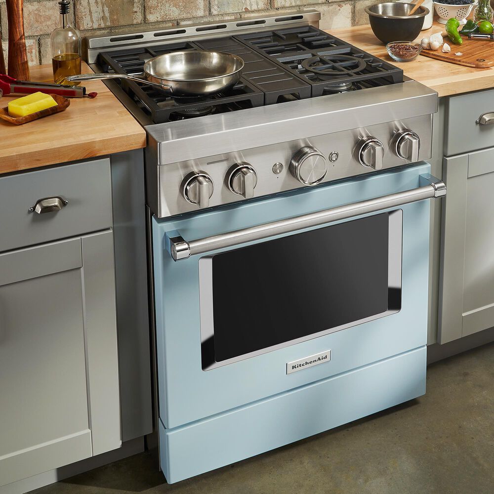 KitchenAid 4.1 Cu. Ft. Freestanding Gas Range with True Convection in Misty Blue, , large