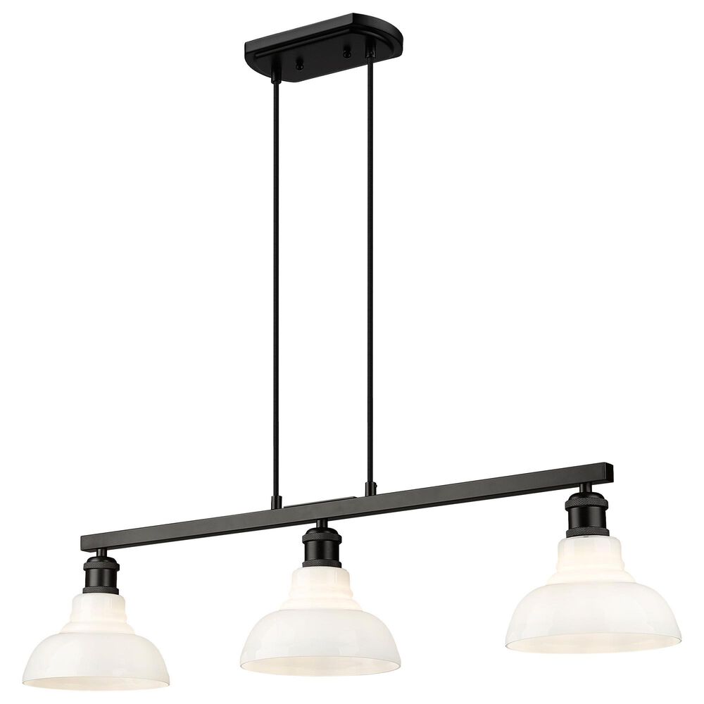 Golden Lighting Carver 3-Light Linear Pendant with Vintage Milk Shade in Matte Black, , large