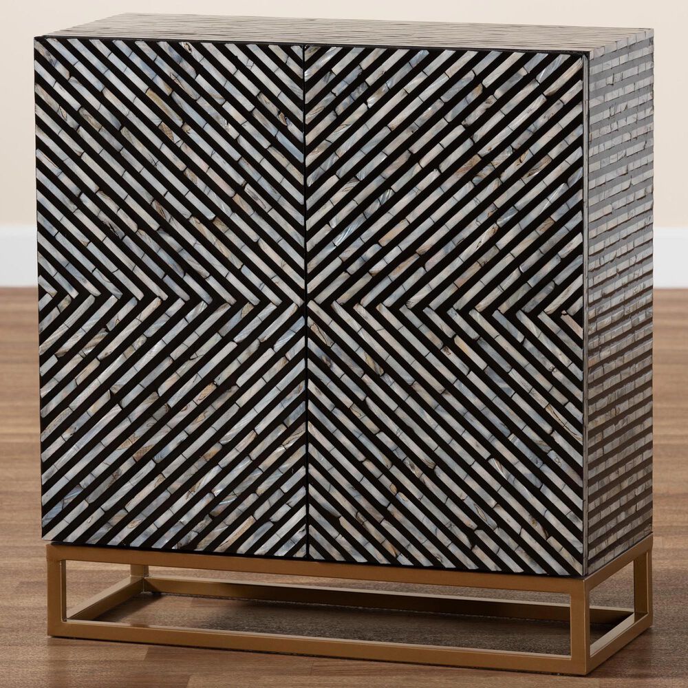 Baxton Studio Belenus Storage Cabinet in Gold, Black and Grey, , large